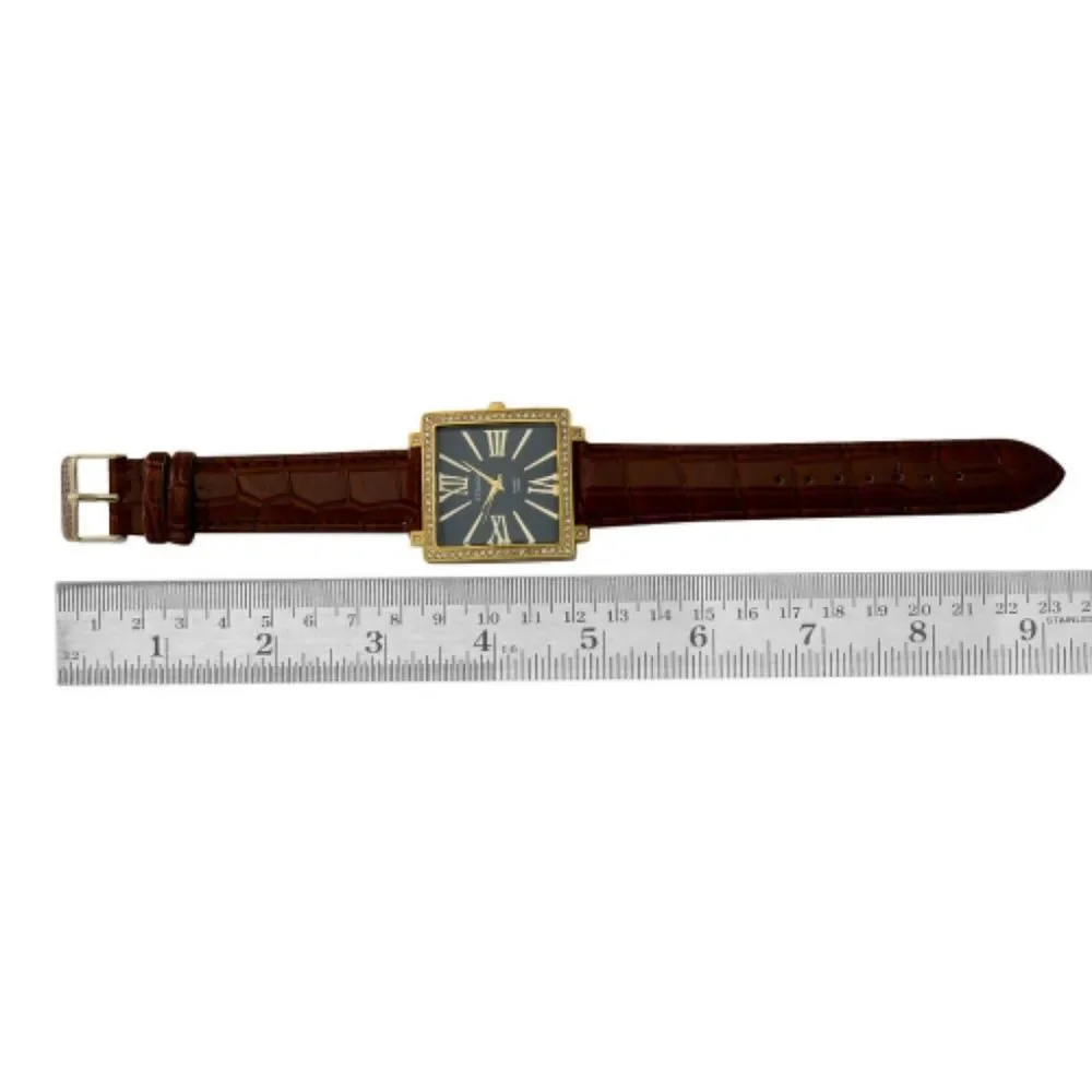 STRADA Watch  Austrian Crystal Faux Band Brown